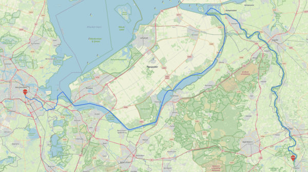 Route Roeitocht 175 km